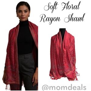 Elegant Shawl in Crimson Red- Versatile Wrap, Stole, Scarf, Veil, Soft & Cozy